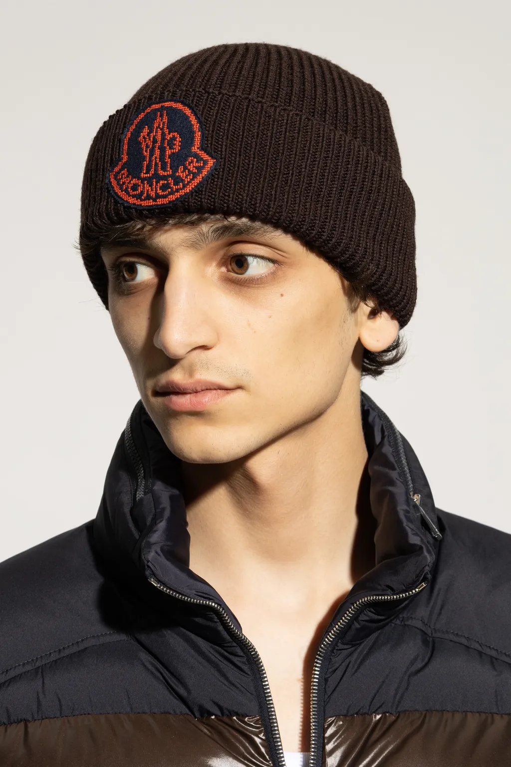Moncler Logo Patch Ribbed Beanie