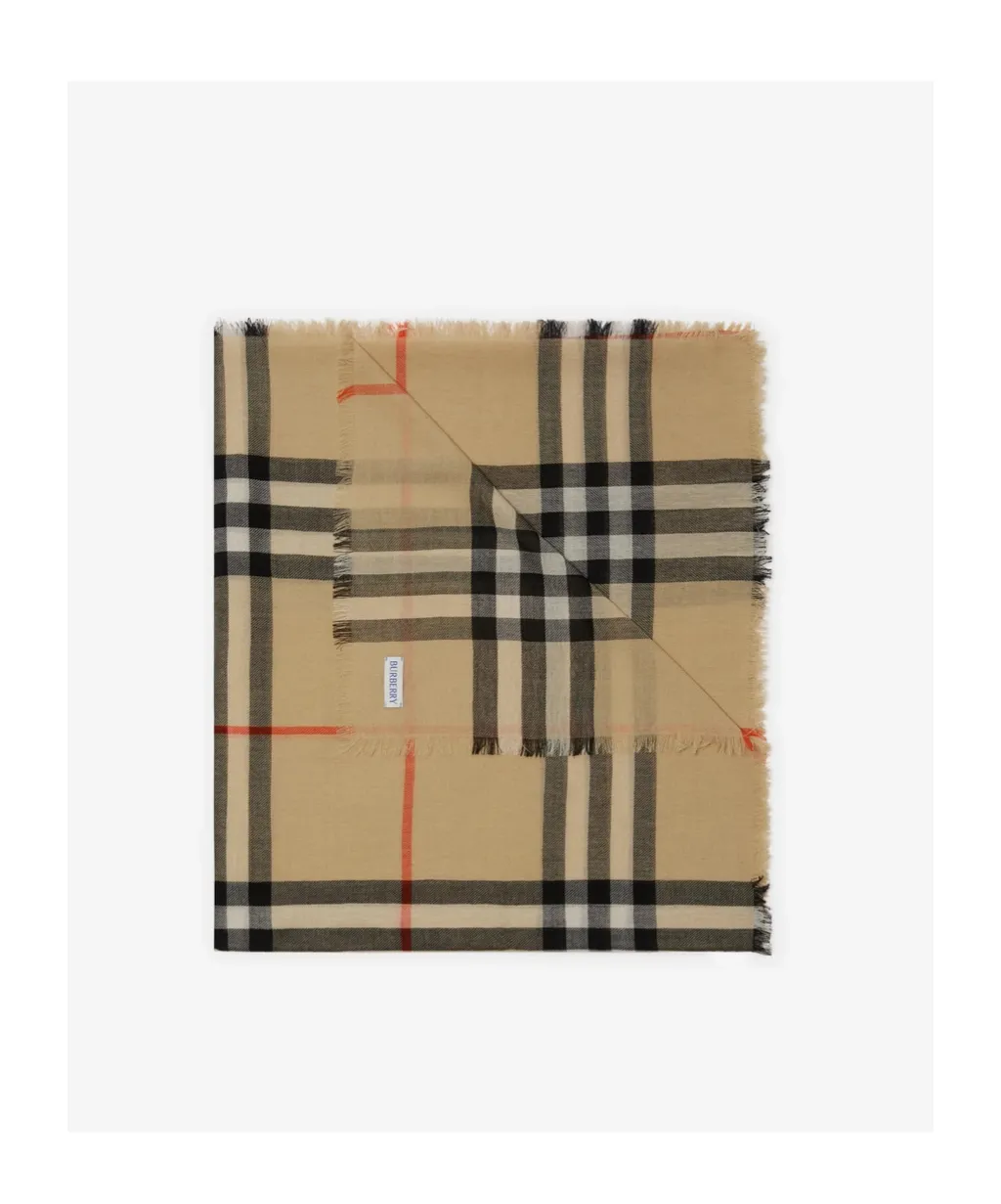 Burberry Check Printed Frayed-Edge Scarf