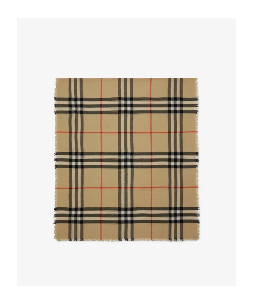 Burberry Check Printed Frayed-Edge Scarf