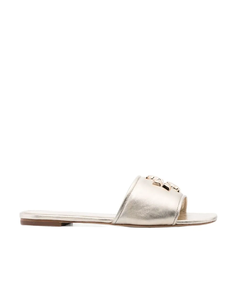 Ines Logo-Plaque Metallic Sandals