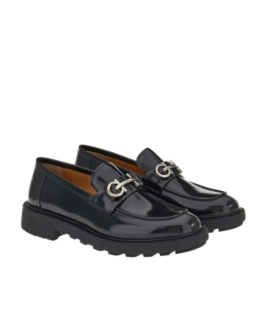 Gancini-Plaque Patent Loafers