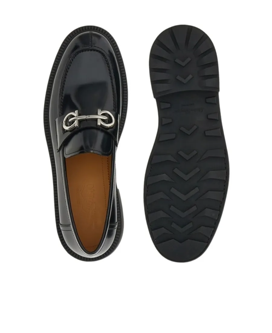 Gancini-Plaque Patent Loafers