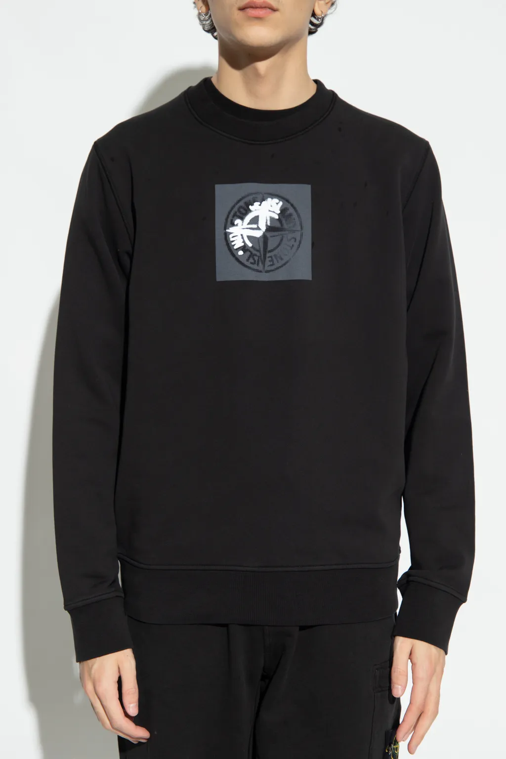 Stone Island Logo Printed Crewneck Sweatshirt