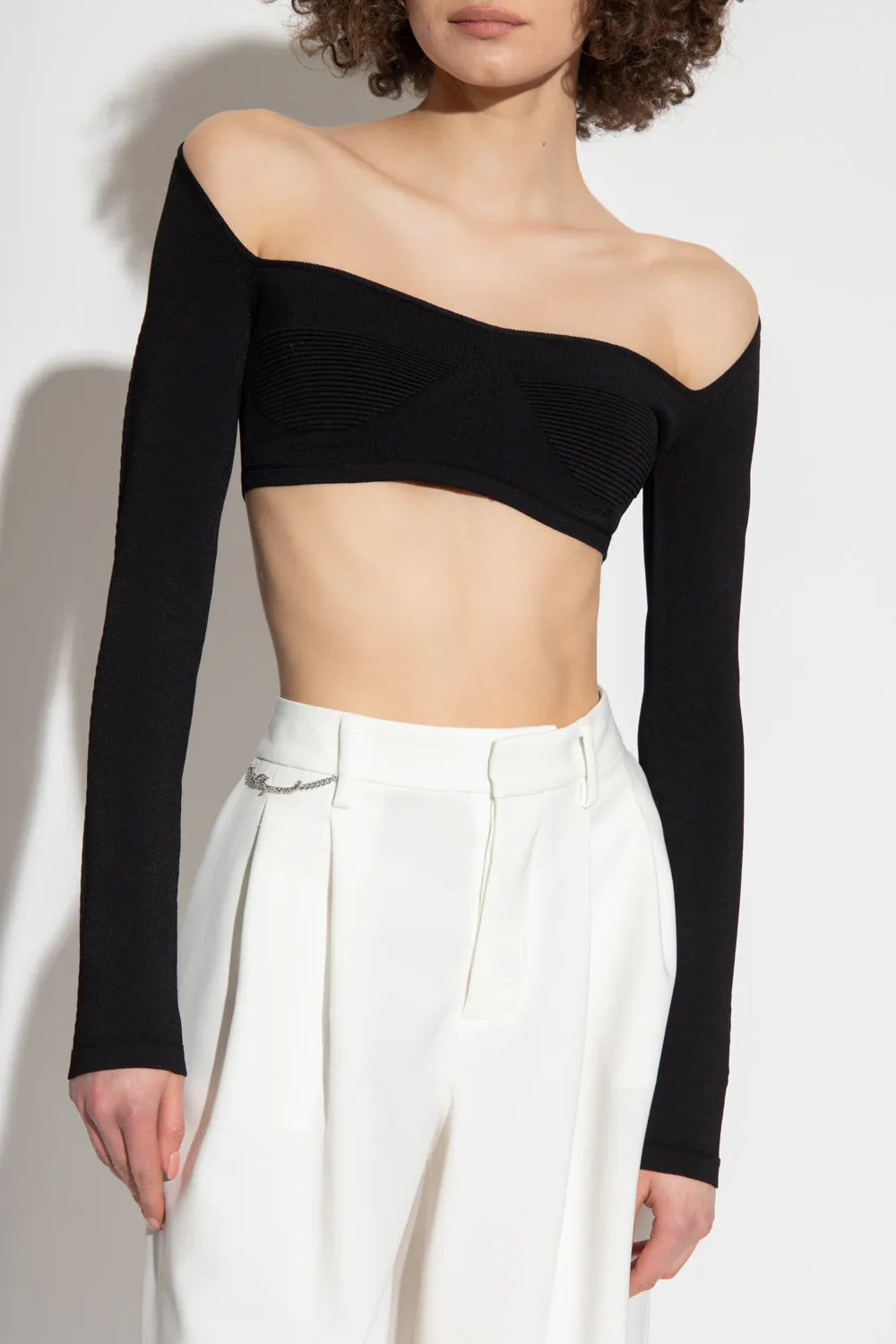 Dsquared2 Cropped Square-Neck Knitted Top