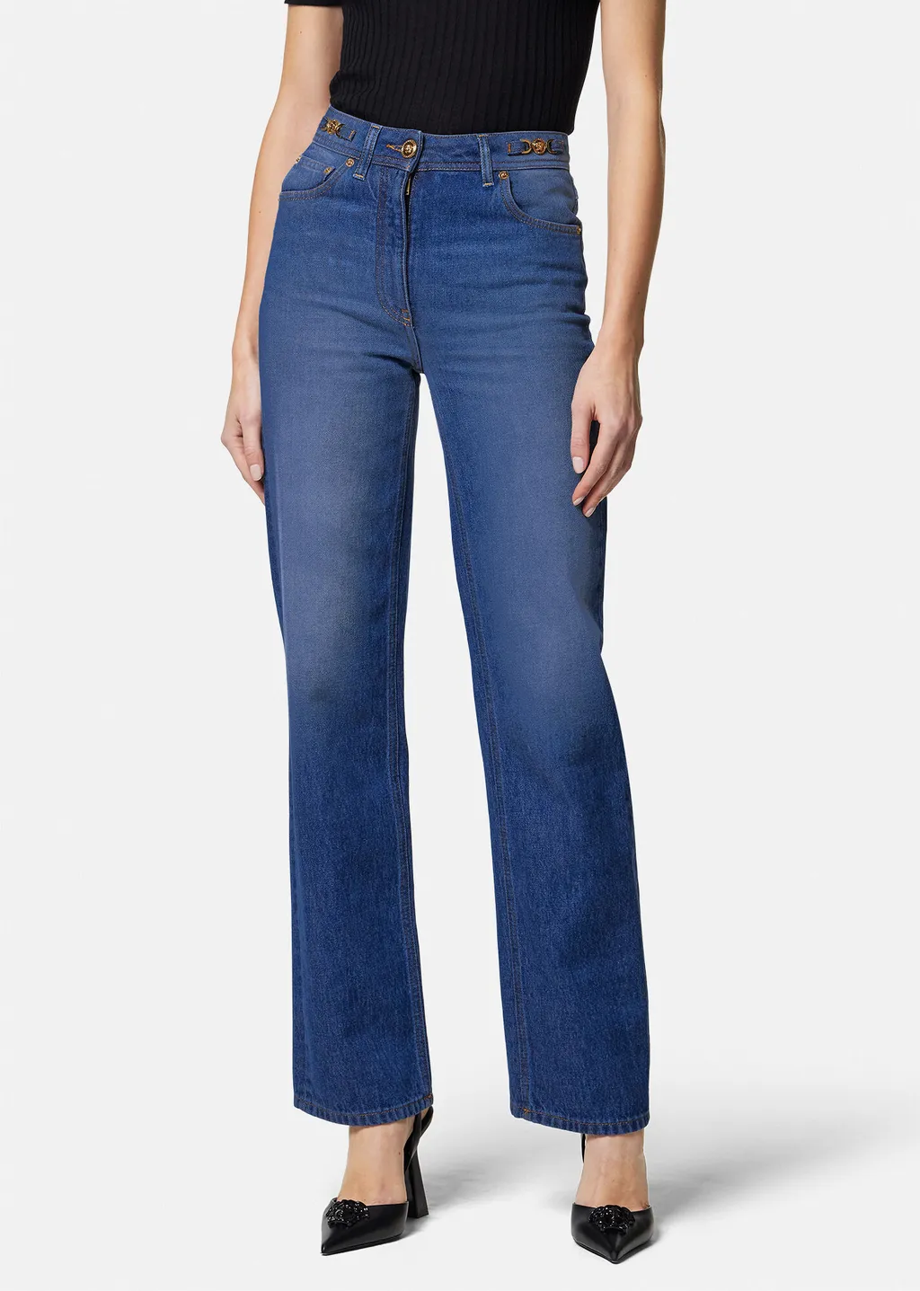 Versace High-Waist Straight-Leg Jeans