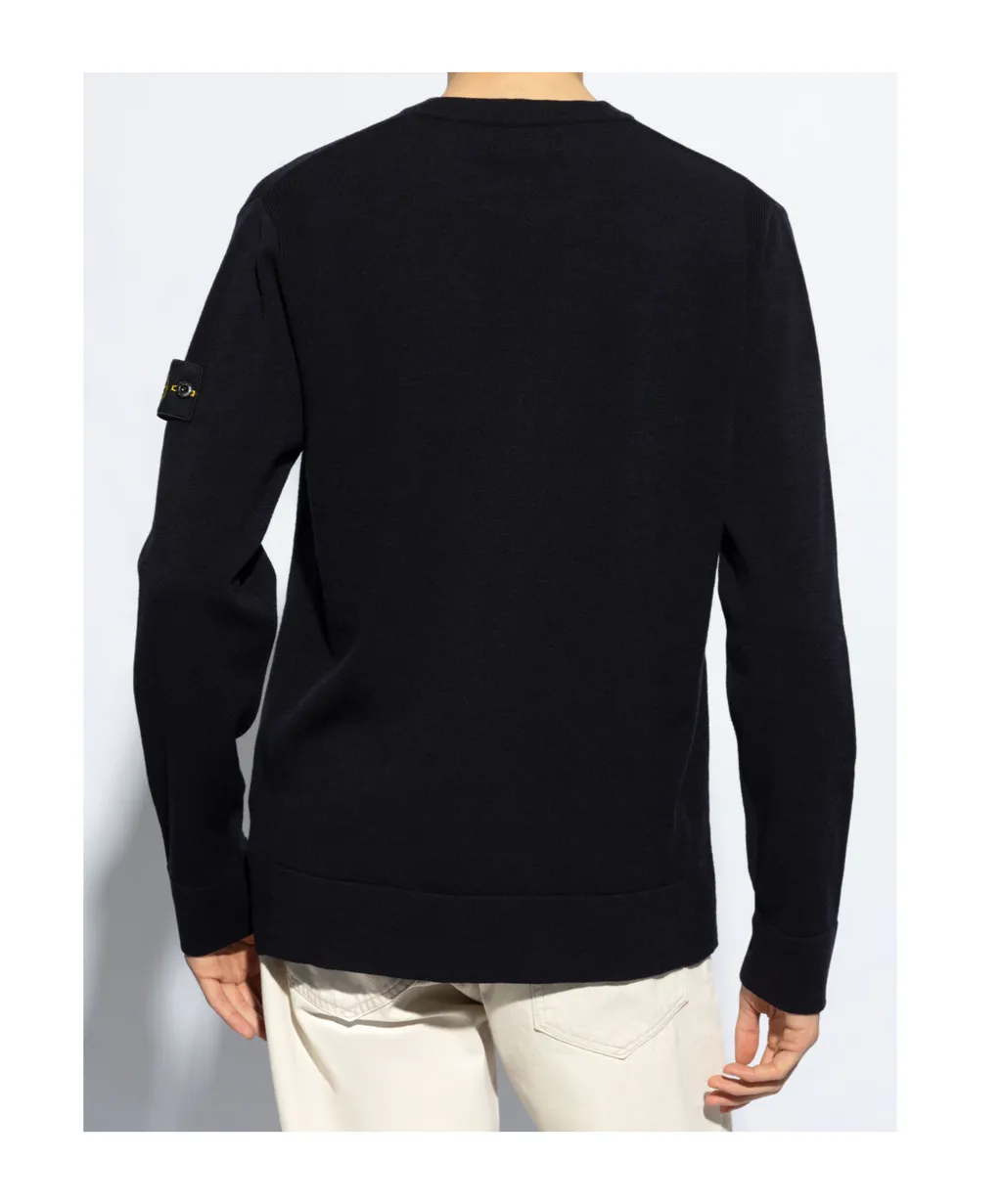 Compass-Motif Wool Sweatshirt