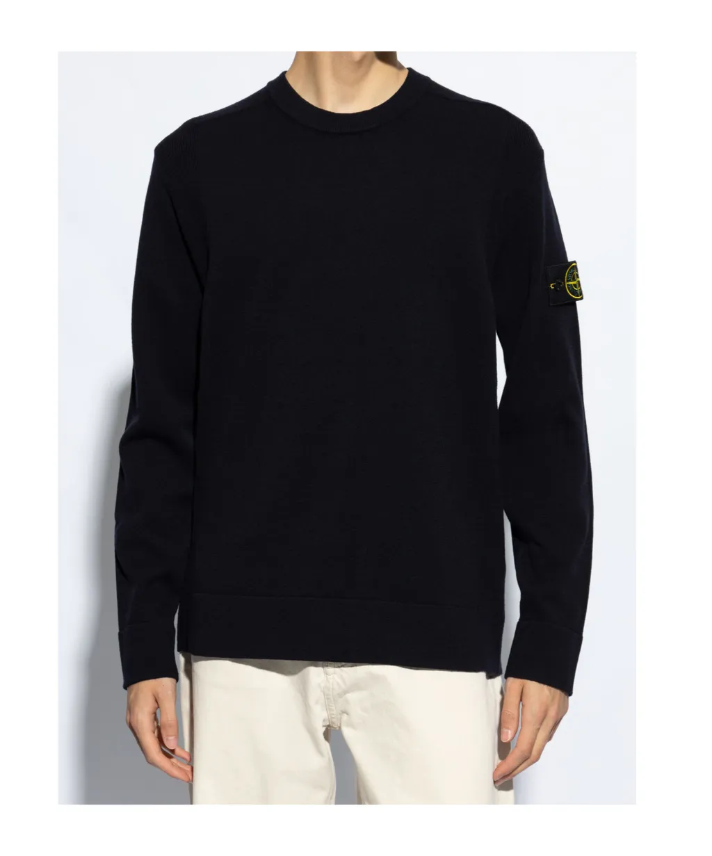 Compass-Motif Wool Sweatshirt