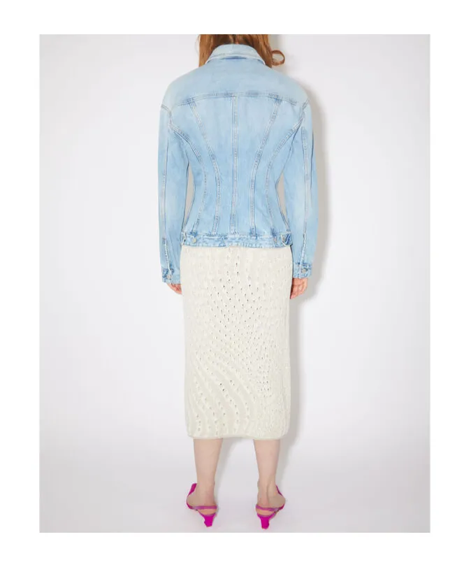 Hourglass-Silhouette Cotton Denim Jacket
