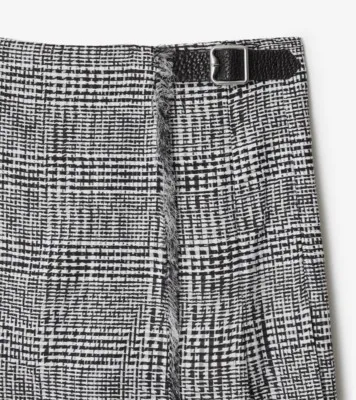 Burberry Plaid-Check Pleated Fringed Mini Skirt