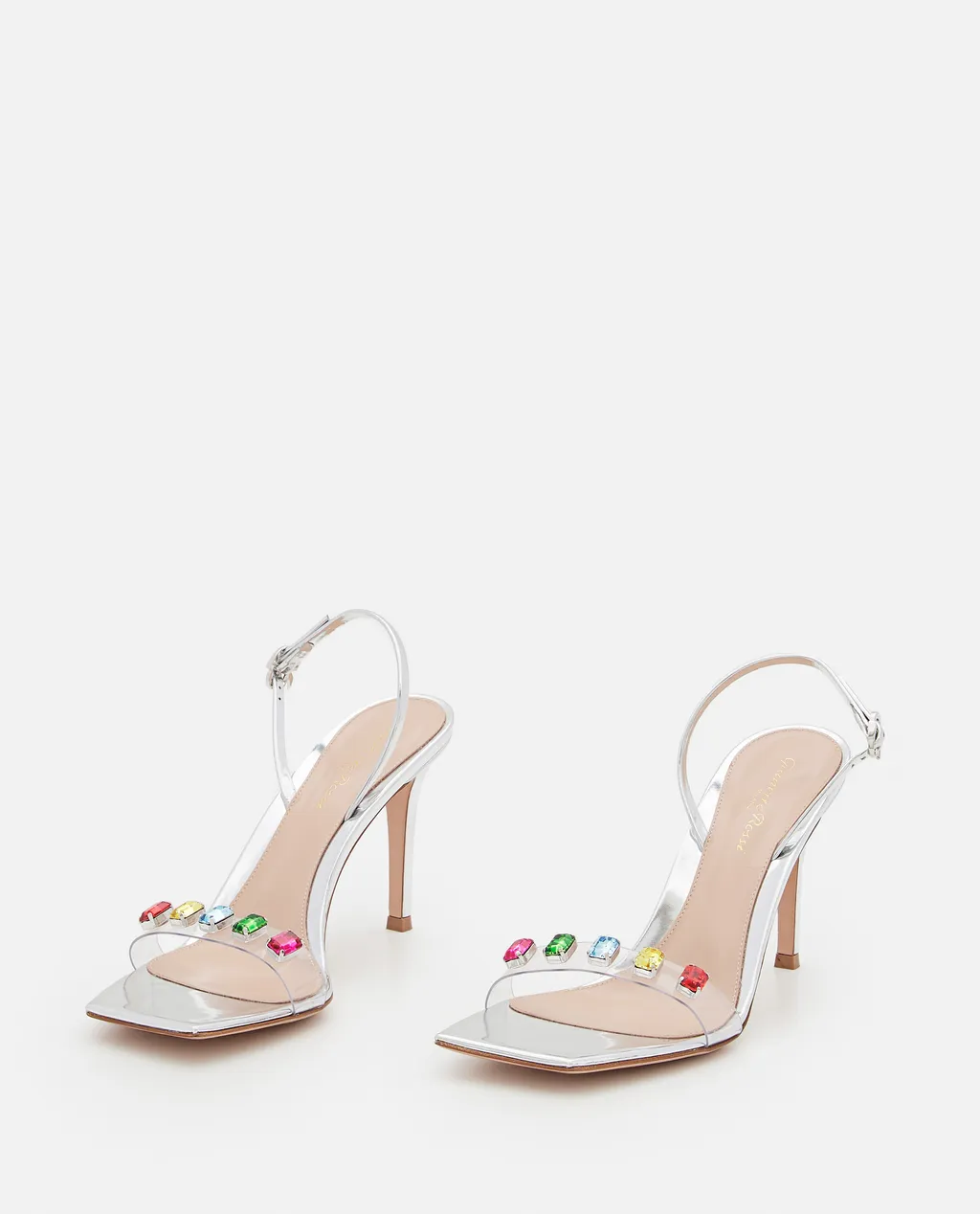 Gianvito Rossi Ribbon Square Toe Embellished Sandals