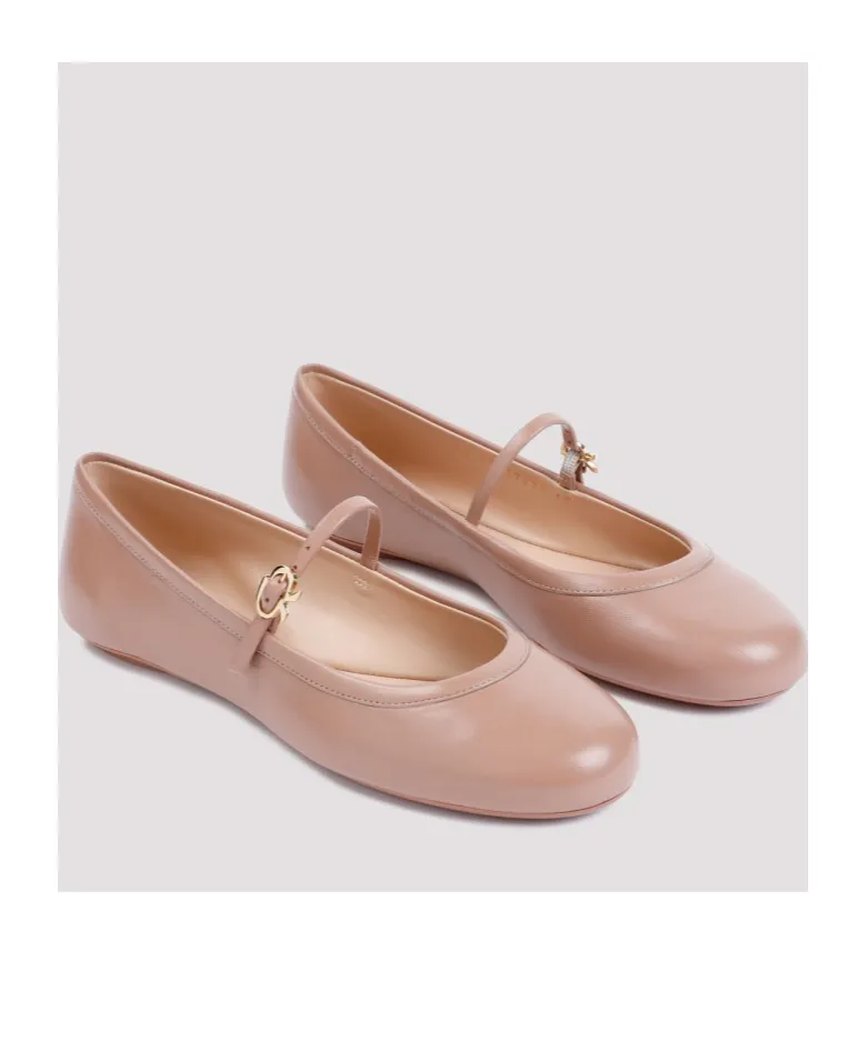 Gianvito Rossi Carla Buckle-Strap Ballerina Shoes