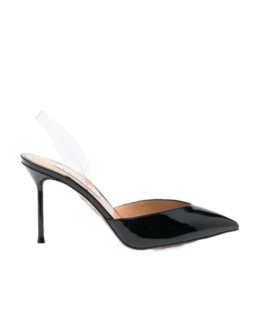 Aquazzura V Plexi Pointed-Toe Slingback Pumps