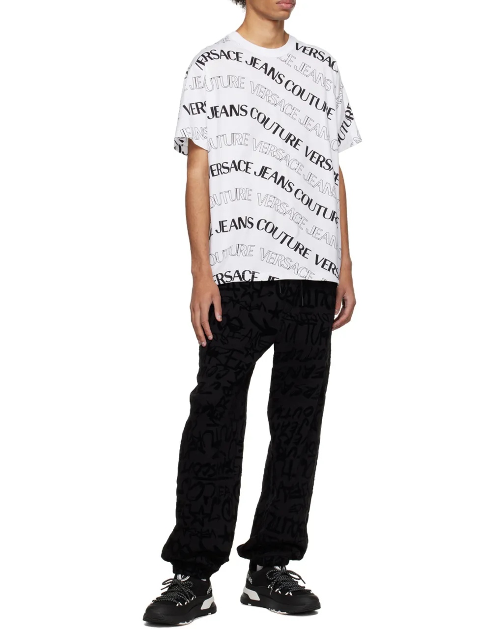 Versace Jeans Couture Allover Logo Printed Crewneck T-Shirt