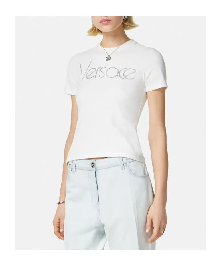 Versace Logo-Embellished Crewneck T-Shirt