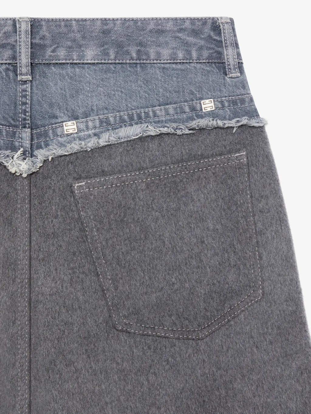Oversized Jeans In Mixed Denim And Flannel