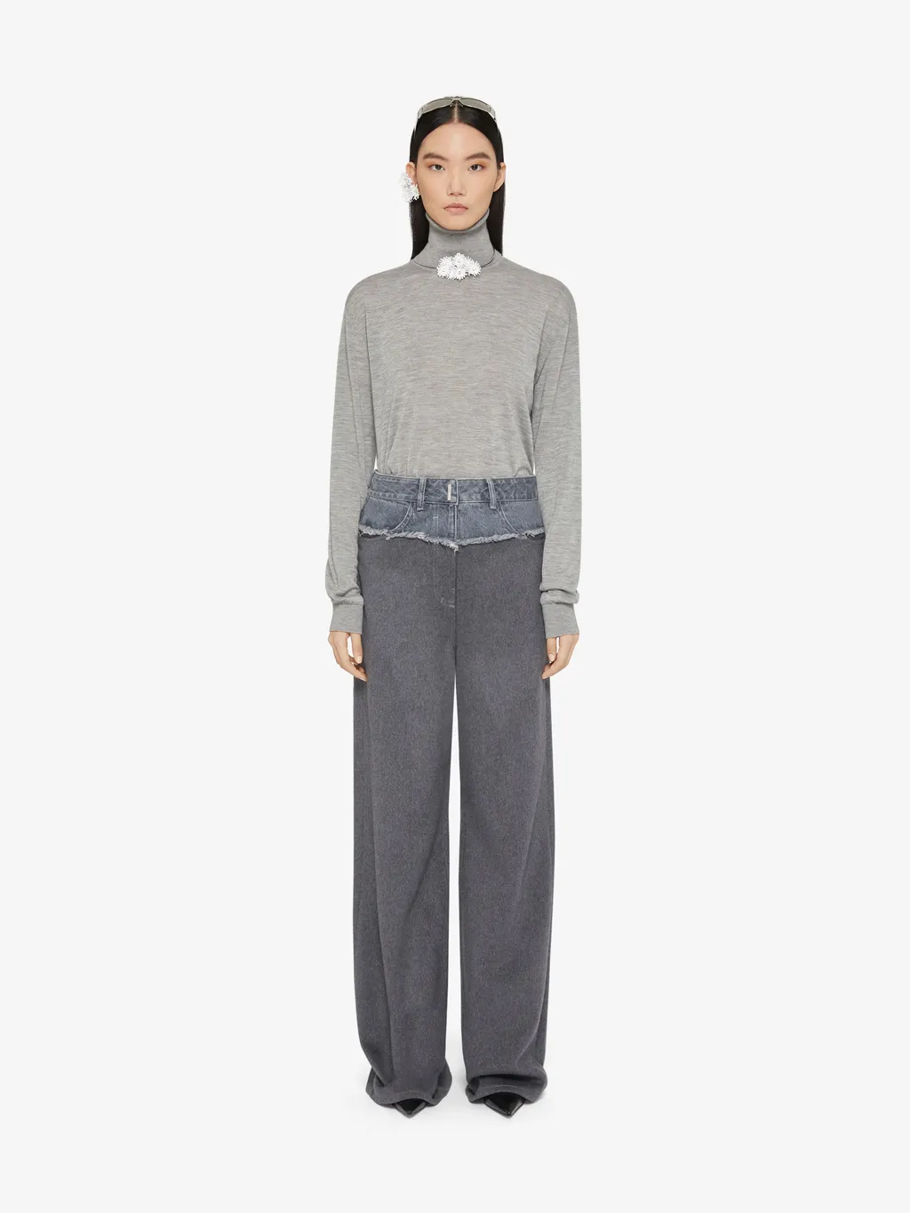 Oversized Jeans In Mixed Denim And Flannel