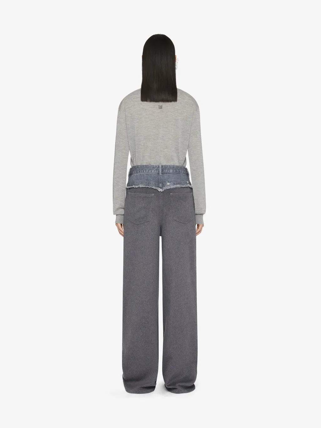 Oversized Jeans In Mixed Denim And Flannel