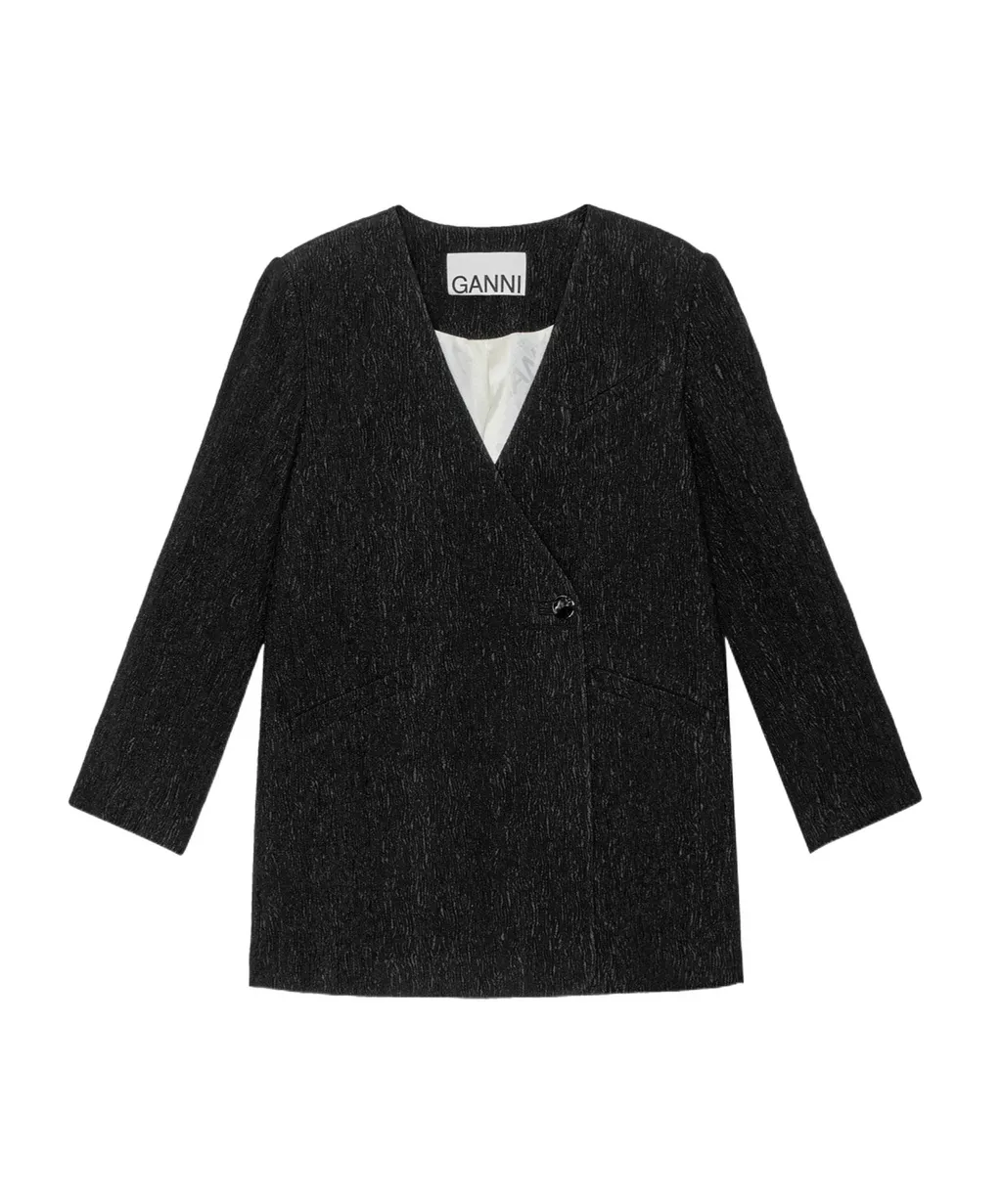 Ganni V-Neck Boxy Blazer