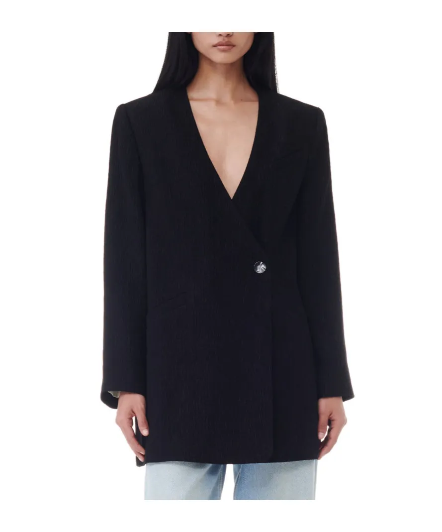 Ganni V-Neck Boxy Blazer