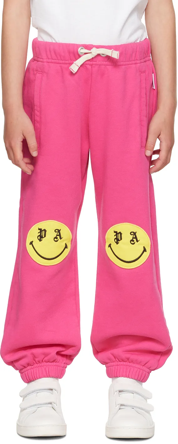 Palm Angels Kids Smiley-Patch Drawstring Track Pants
