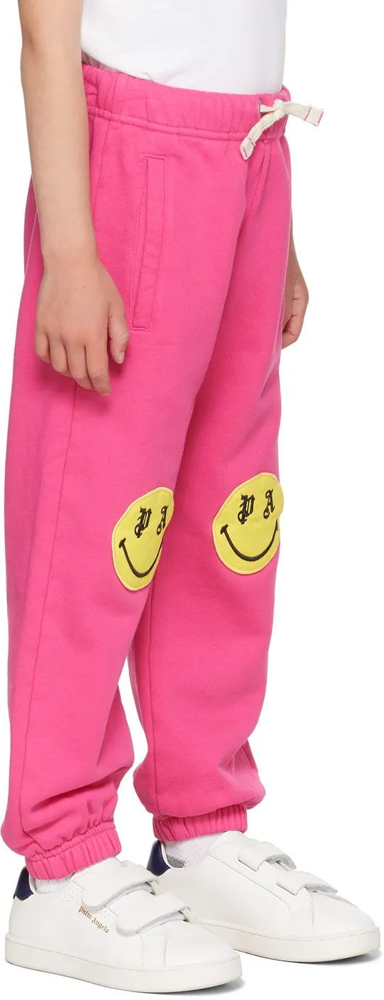 Palm Angels Kids Smiley-Patch Drawstring Track Pants