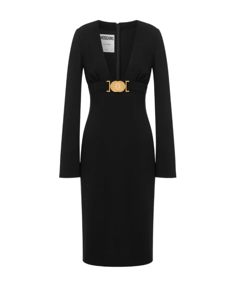 Moschino Smiley Buckled V-Neck Dress