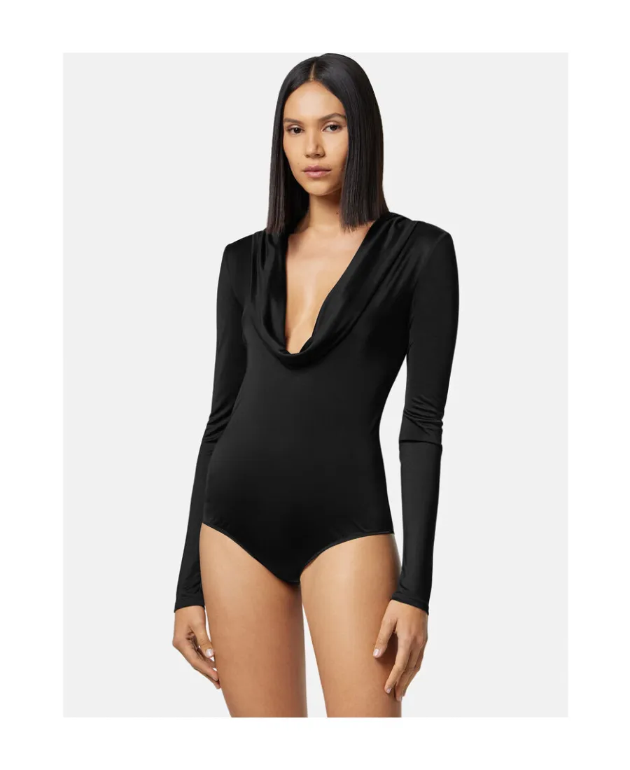 Cowl-Neck Long-Sleeved Bodysuit