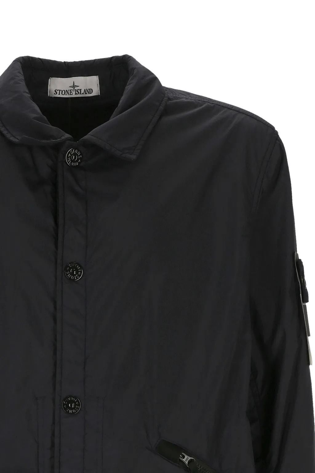 Stone Island Logo Patch Button-Up Overshirt Jacket