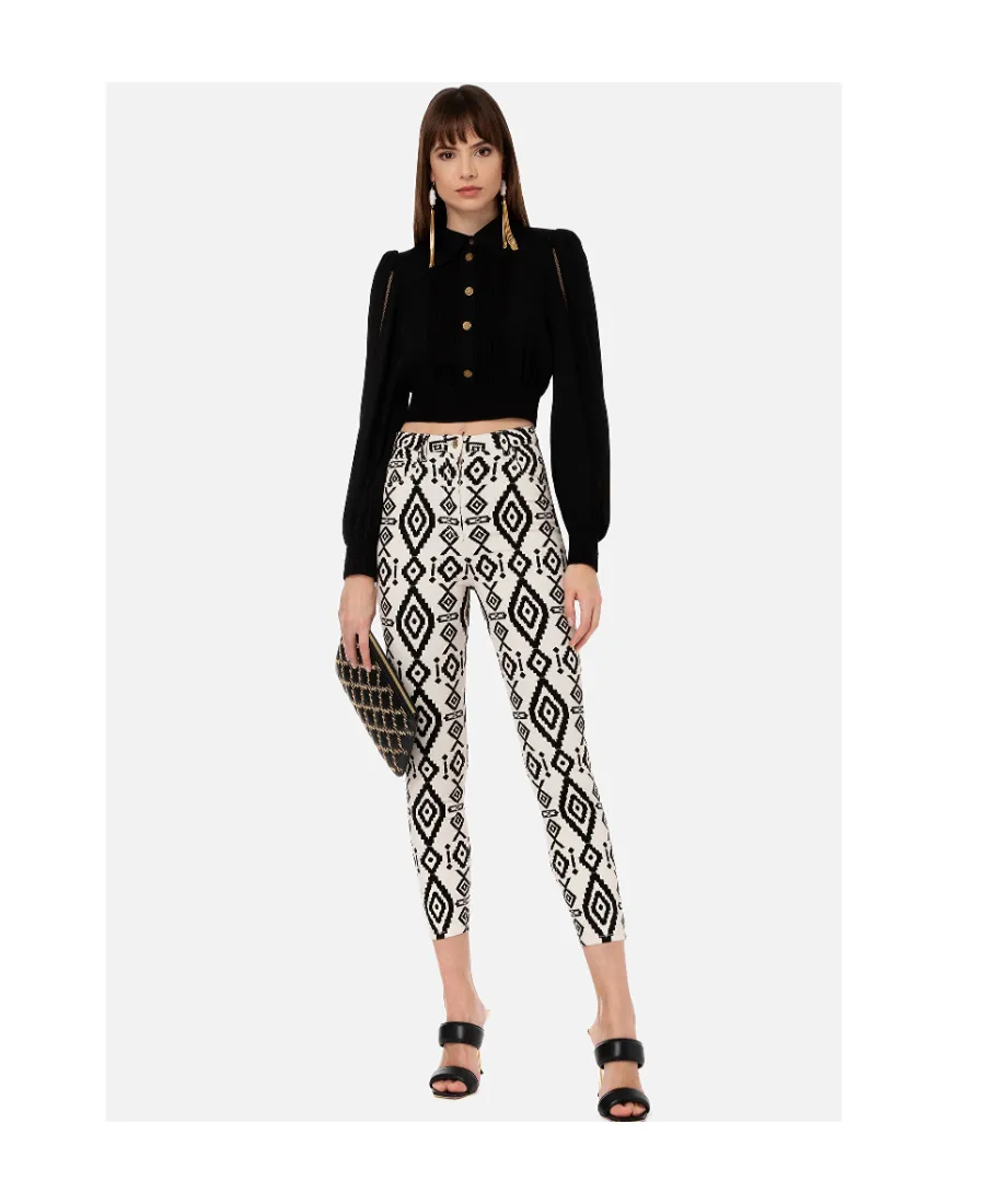 Elisabetta Franchi Puff-Sleeved Cropped Blouse