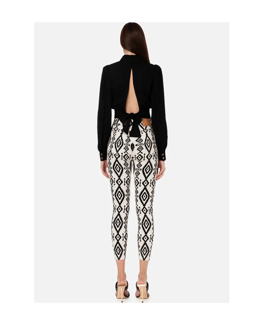 Elisabetta Franchi Puff-Sleeved Cropped Blouse