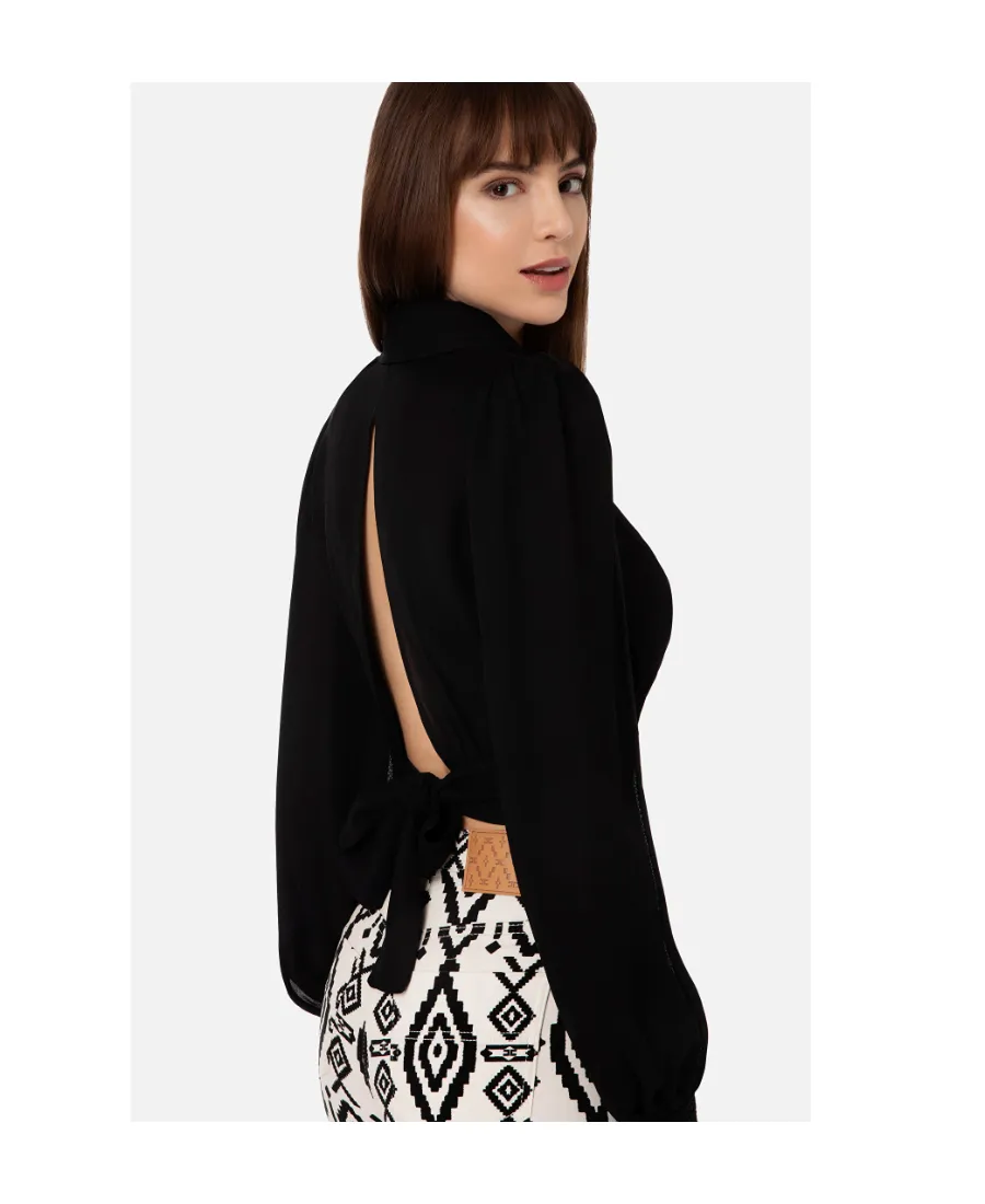 Elisabetta Franchi Puff-Sleeved Cropped Blouse