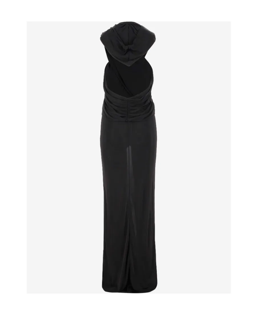 Saint Laurent Open-Back Draped Hooded Dress