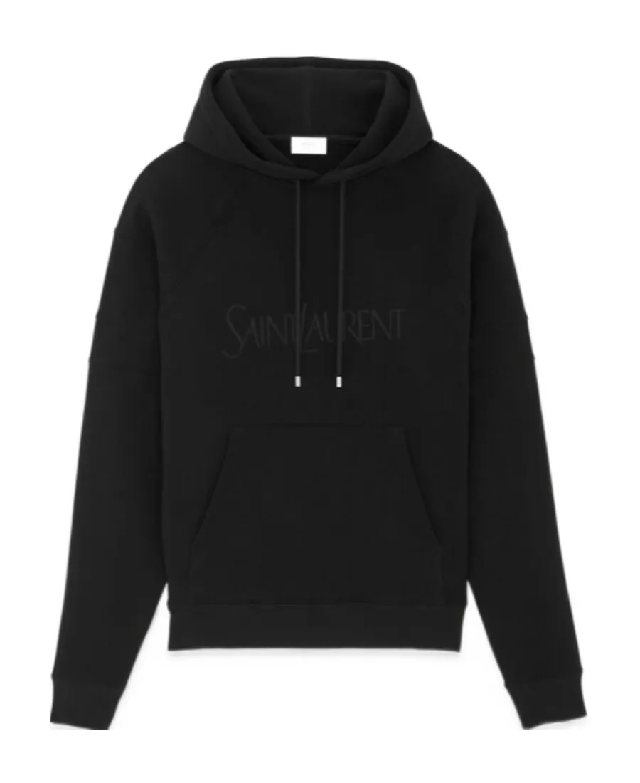 Saint Laurent Logo Detailed Drawstring Hoodie