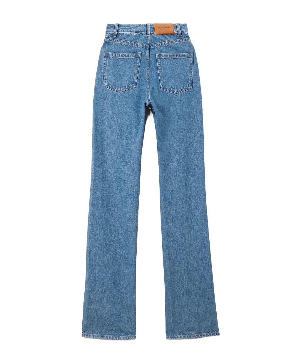 Burberry High-Waist Straight-Leg Logo Patch Jeans