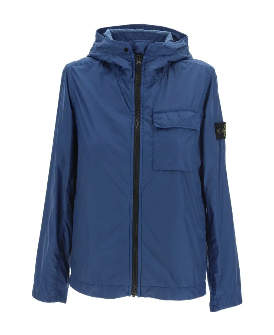 Stone Island Junior Logo Patch Hooded Zipped Jacket