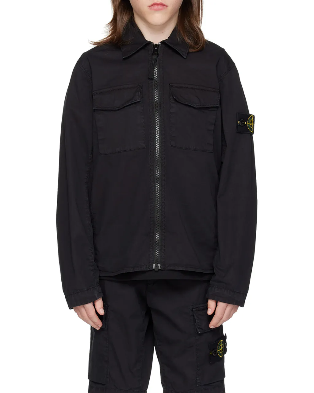 Logo-Patch Sleeve Shirt Jacket