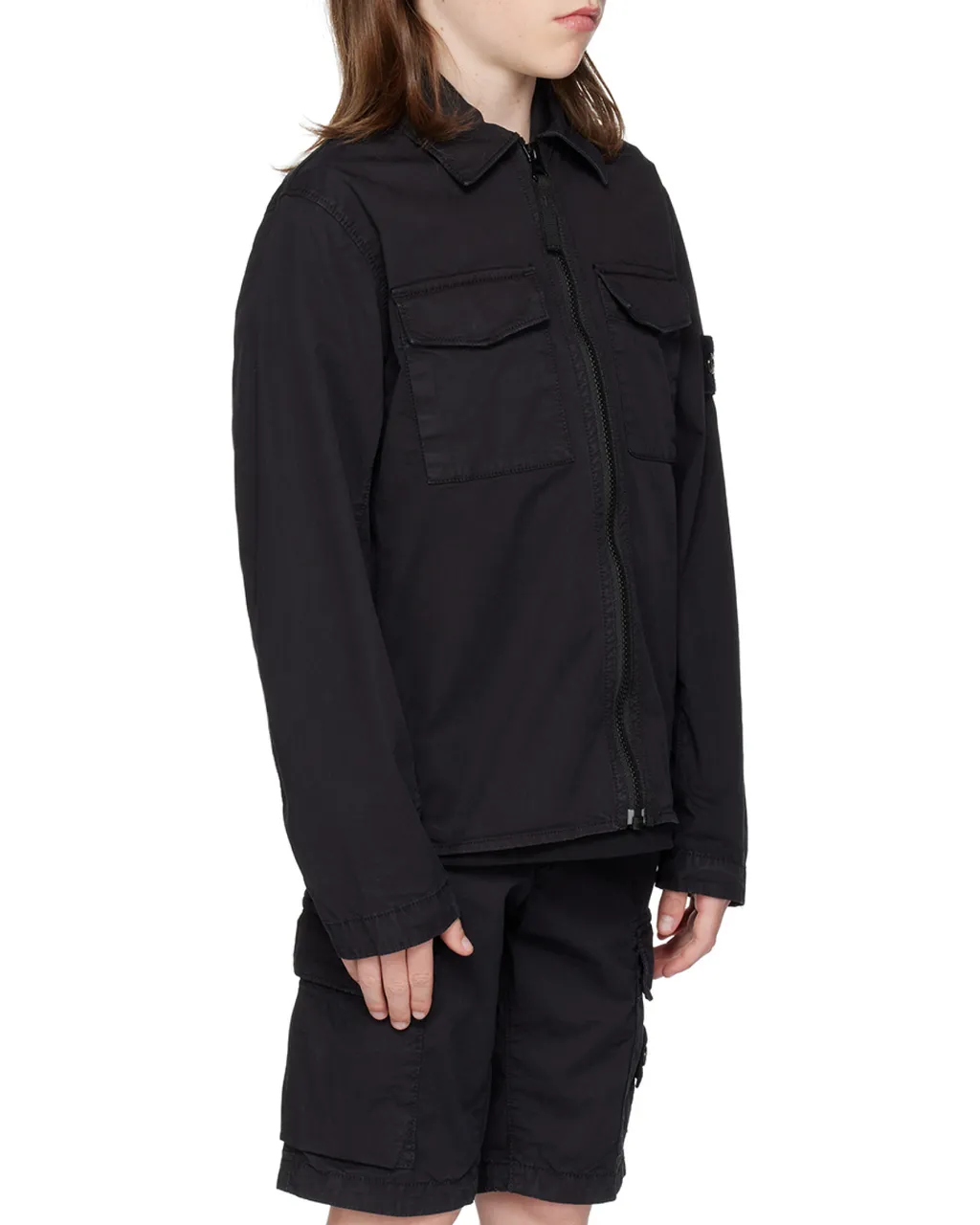 Logo-Patch Sleeve Shirt Jacket