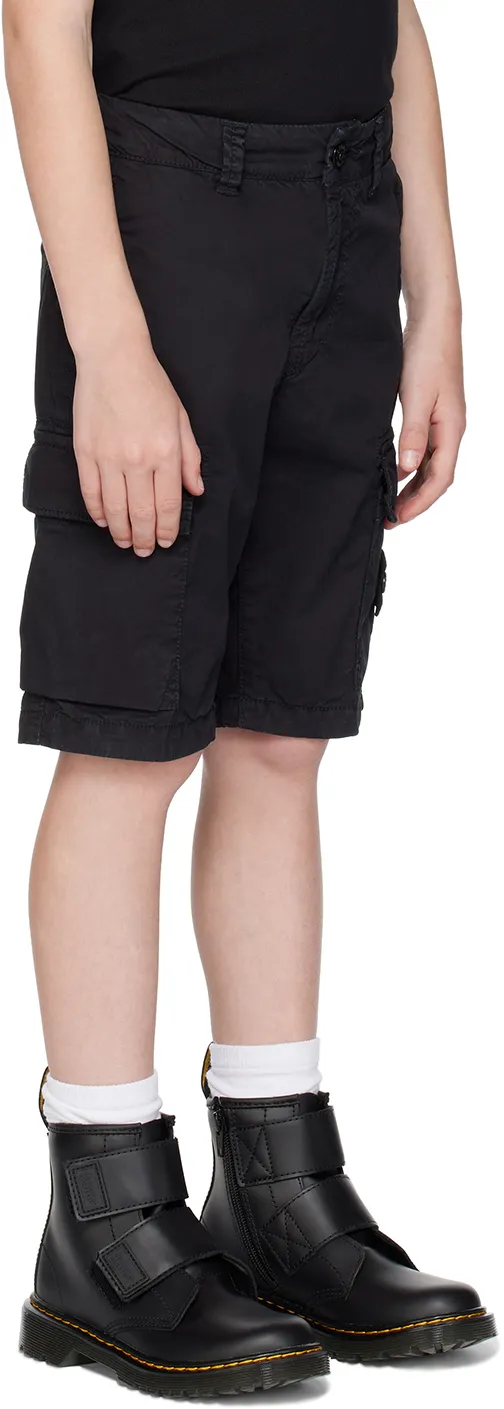 Stone Island Junior Button Detailed Logo Patch Shorts