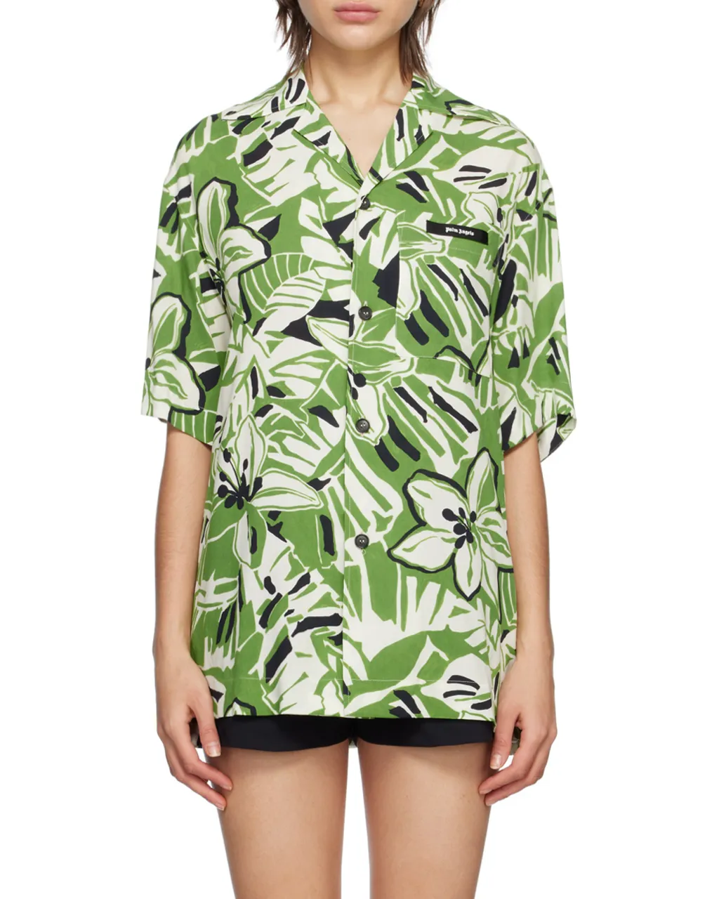 Hibiscus-Print Short-Sleeve Shirt
