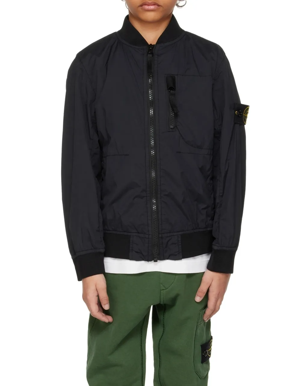 Logo-Patch Zip-Up Bomber Jacket