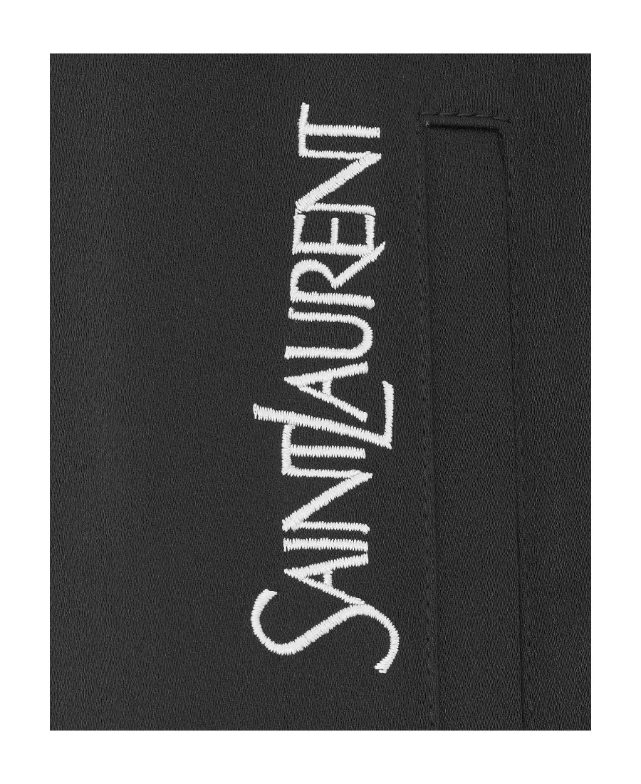 Saint Laurent Logo-Embroidered Drawstring Striped Track Pants