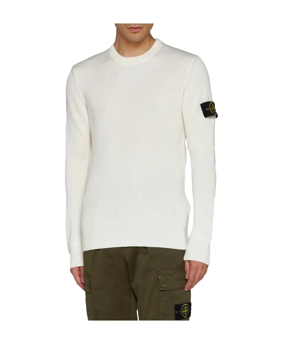 Stone Island Logo Patch Crewneck Knitted Jumper
