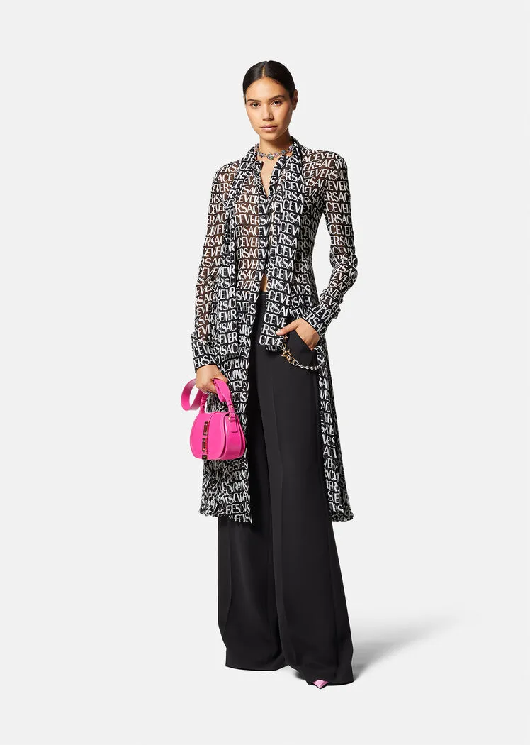 Versace Logo Print Sheer Midi Dress