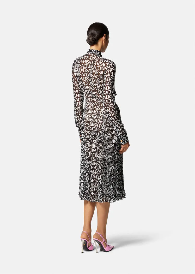 Versace Logo Print Sheer Midi Dress