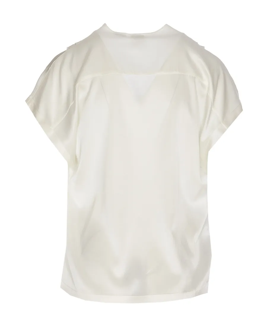 Pinko V-Neck Stretch Satin Blouse