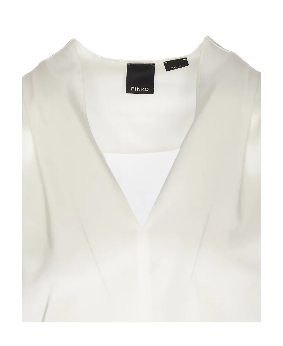 Pinko V-Neck Stretch Satin Blouse