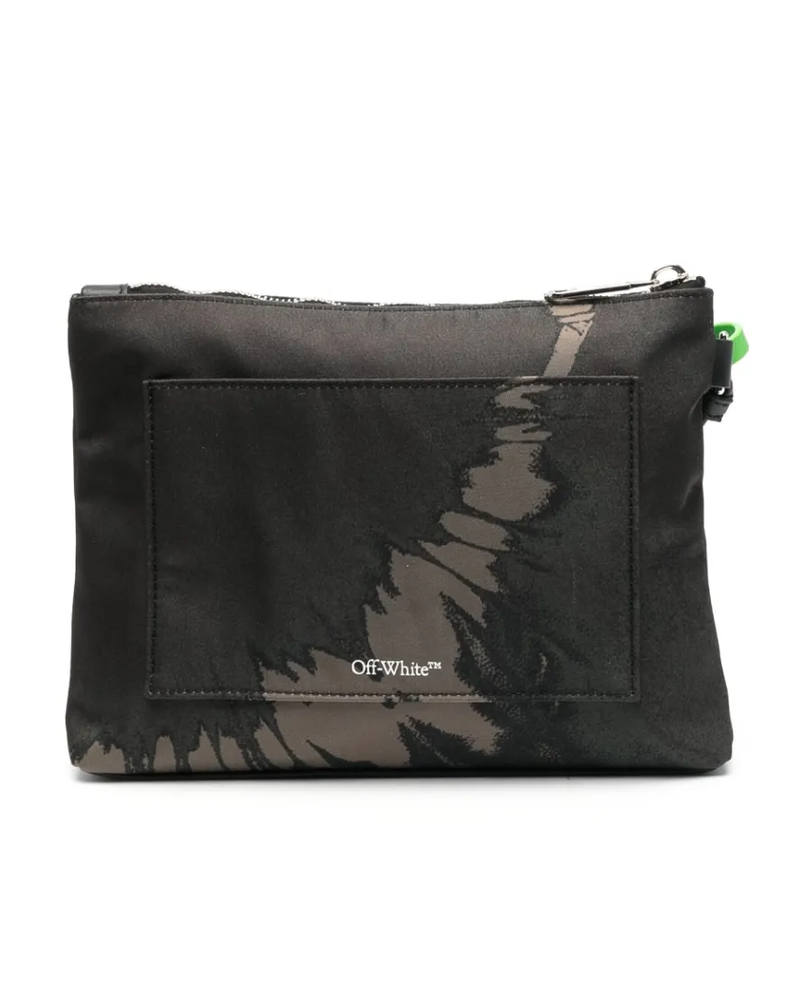 Off-White Logo Printed Zip-Up Clutch Bag