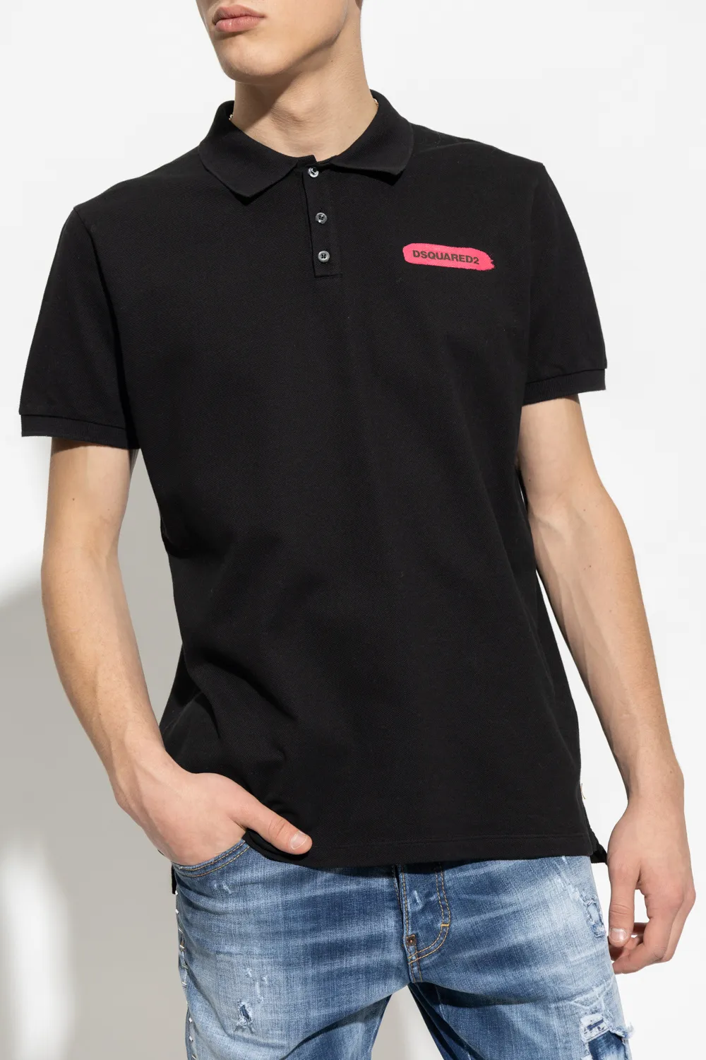 Dsquared2 Logo Printed Straight Hem Polo Shirt