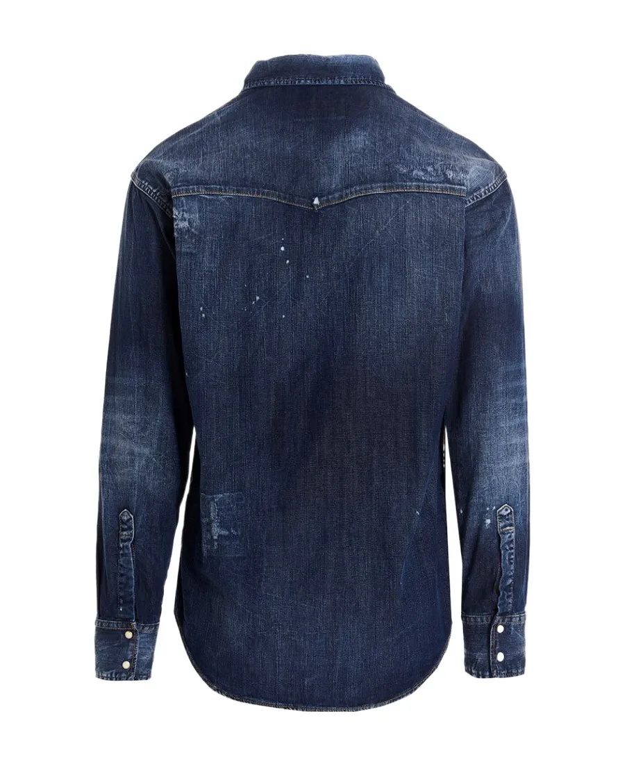 Dsquared2 Logo Patch Buttoned Denim Shirt