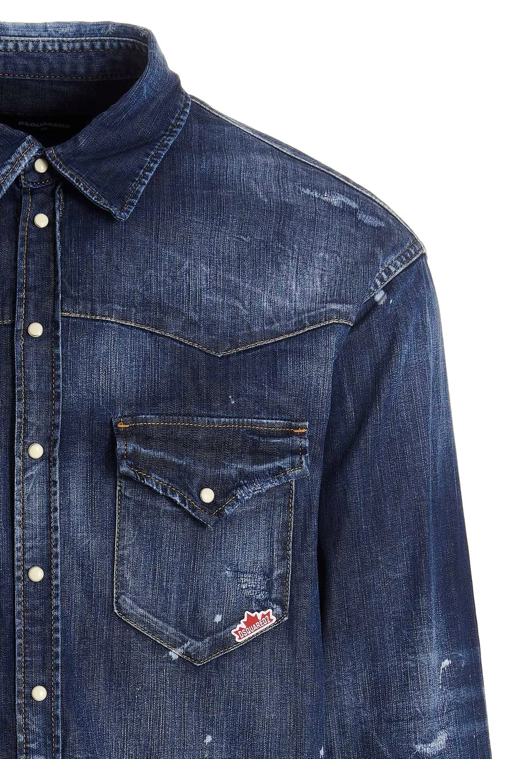 Dsquared2 Logo Patch Buttoned Denim Shirt